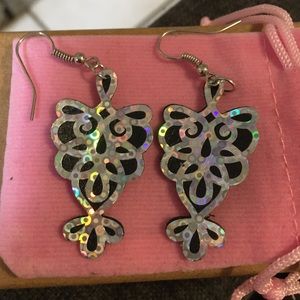 Faux leather sterling silver hook earrings